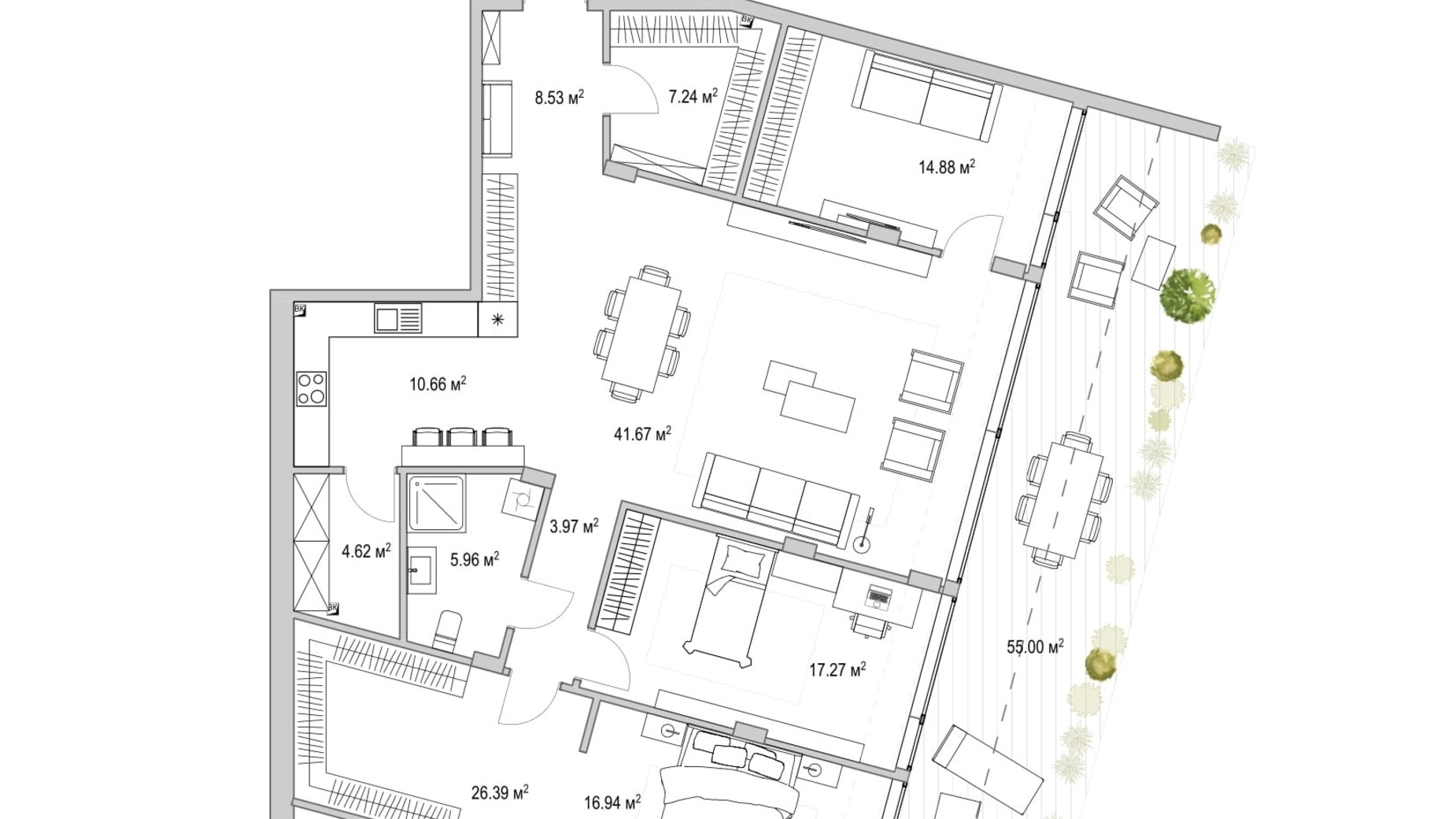 Планировка 3-комнатной квартиры в ЖК Lion Hills 187.47 м², фото 324493