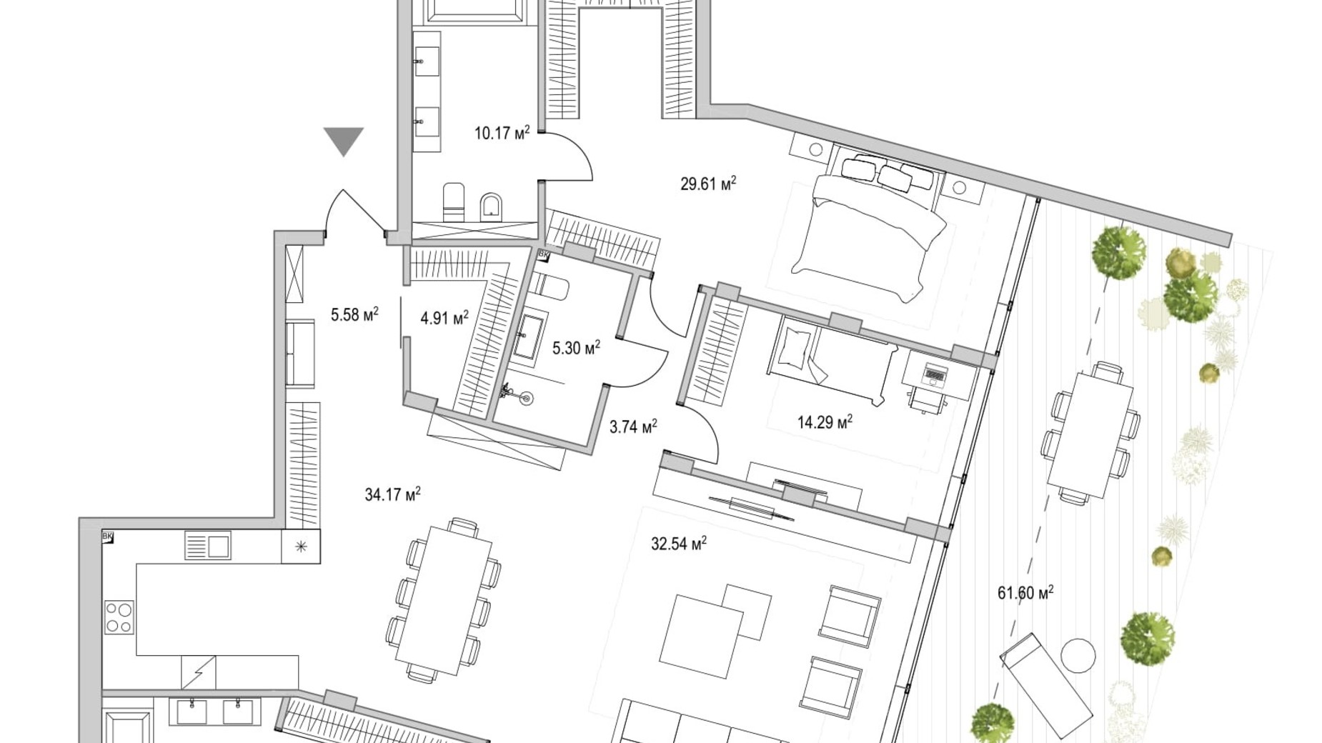 Планировка 3-комнатной квартиры в ЖК Lion Hills 196.61 м², фото 324494