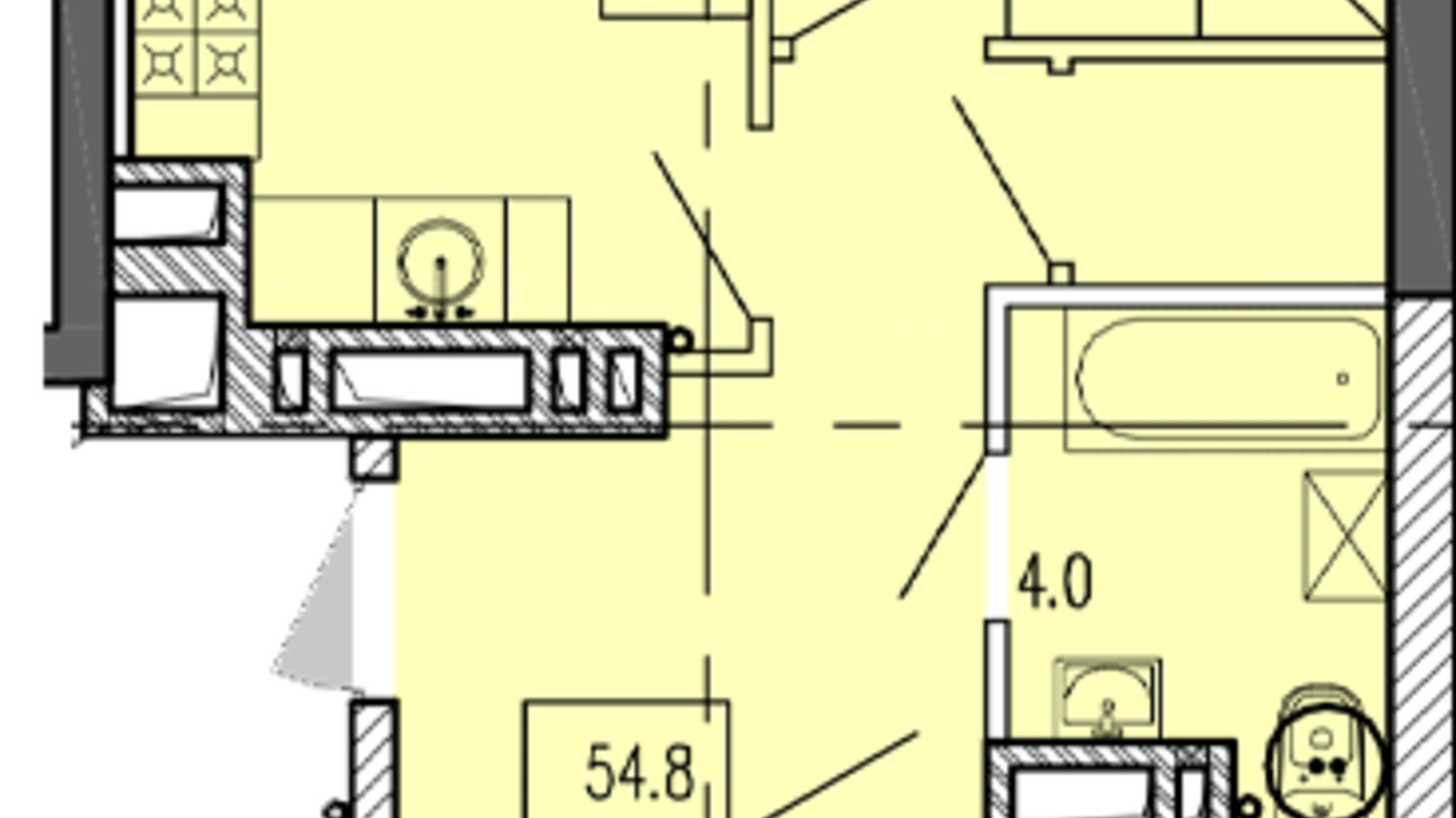 Планування 2-кімнатної квартири в ЖК Затишний-2 62.6 м², фото 324724