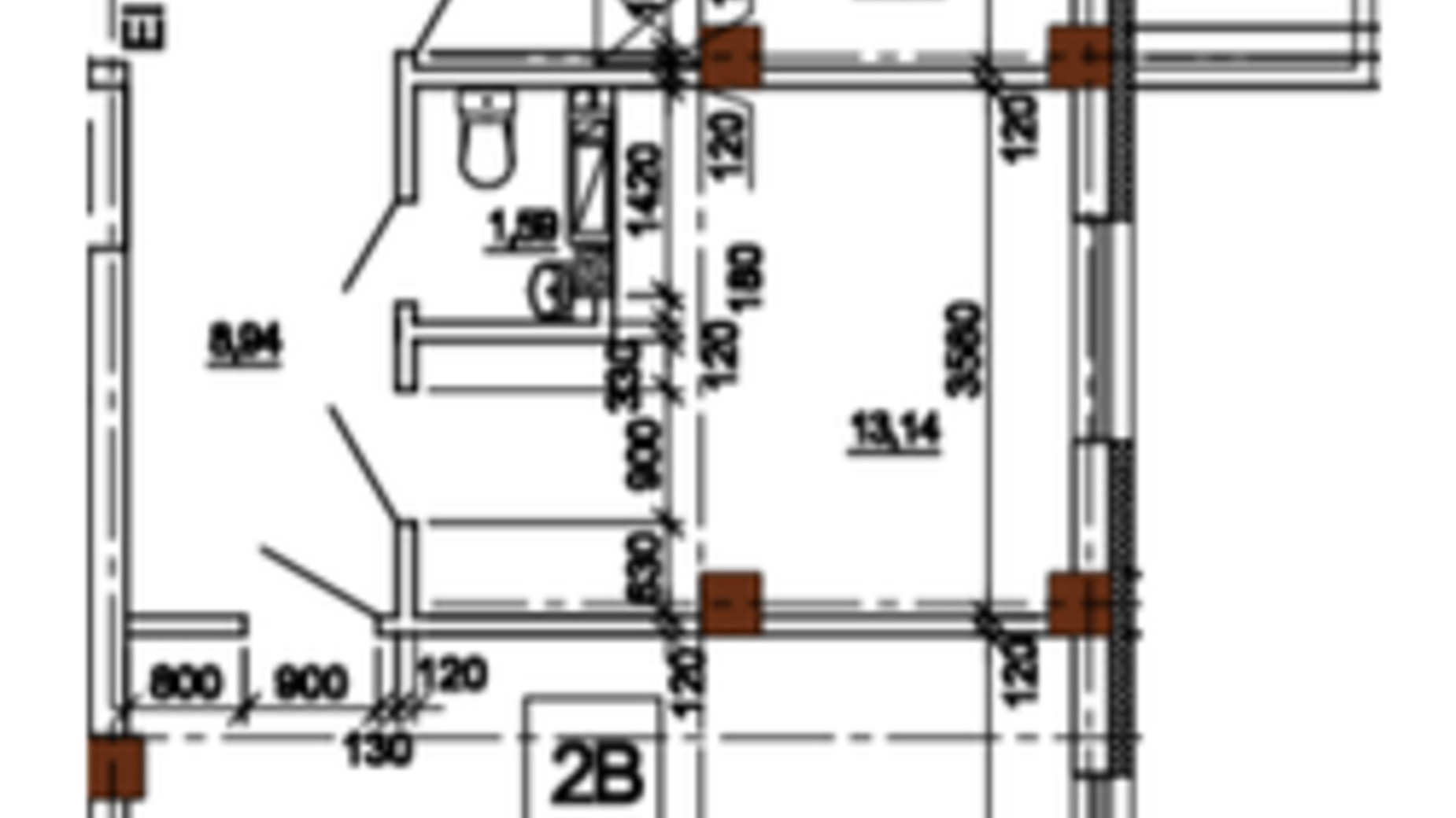 Планировка 2-комнатной квартиры в ЖК Центральный 65.11 м², фото 324945