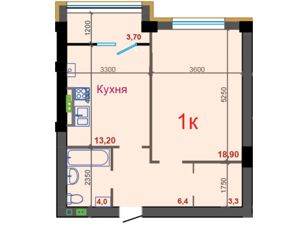 ЖК Европейский: свободная планировка квартиры 49 м²