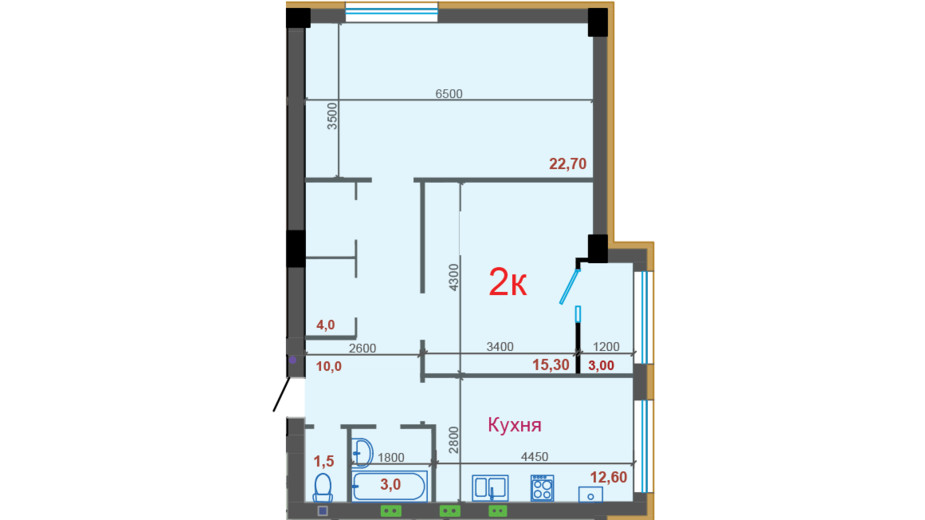 Планування вільне планування квартири в ЖК Європейський 72.8 м², фото 325249