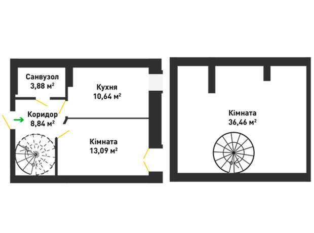 ЖК ул. Вячеслава Черновола, 30: планировка 2-комнатной квартиры 72.91 м²