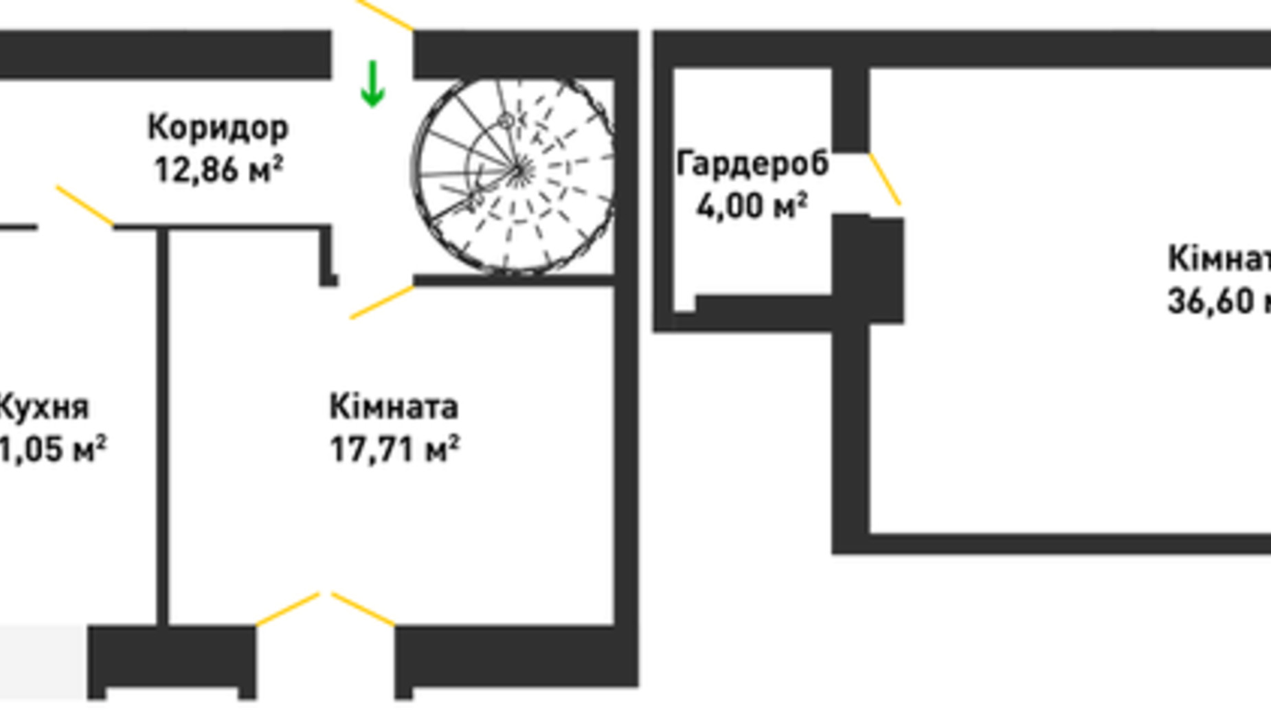 Планування 2-кімнатної квартири в ЖК вул. В'ячеслава Чорновола, 30 76.53 м², фото 325409