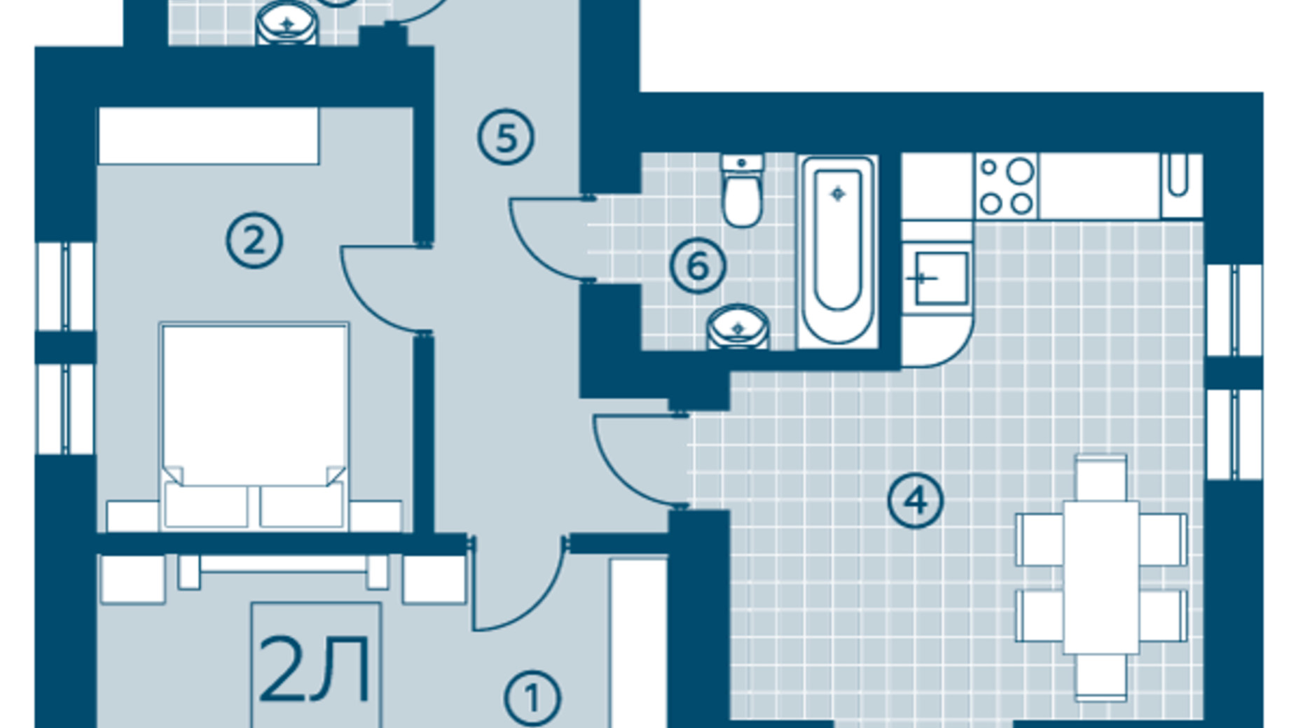 Планування 2-кімнатної квартири в ЖК Київський 67.38 м², фото 325677