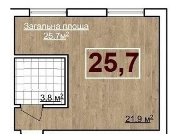 ЖК Geneva: планировка 1-комнатной квартиры 25.7 м²