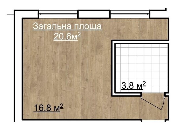 ЖК Geneva: планировка 1-комнатной квартиры 20.6 м²