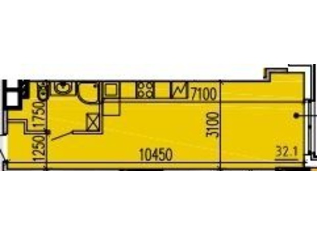 ЖК Premier Tower: планировка 1-комнатной квартиры 32.1 м²