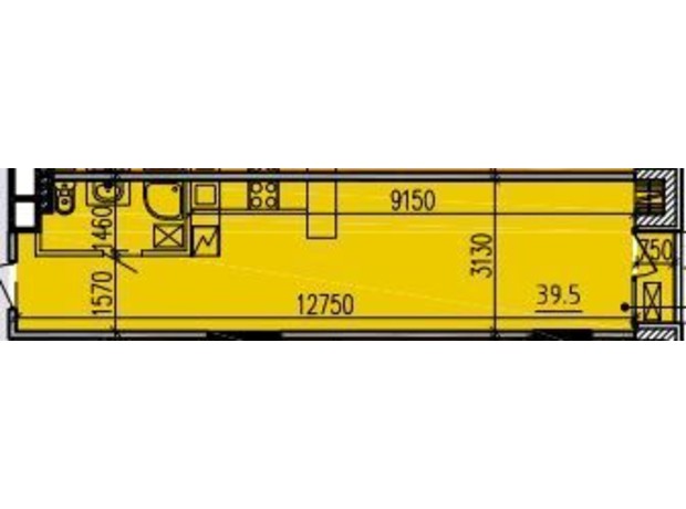 ЖК Premier Tower: планування 1-кімнатної квартири 40.9 м²