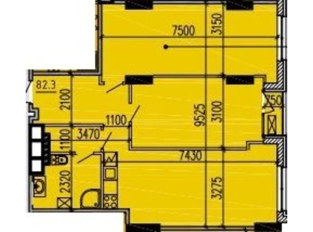 ЖК Premier Tower: планировка 2-комнатной квартиры 83.7 м²