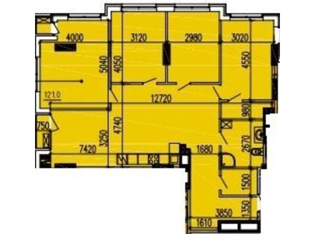ЖК Premier Tower: планировка 4-комнатной квартиры 123.3 м²