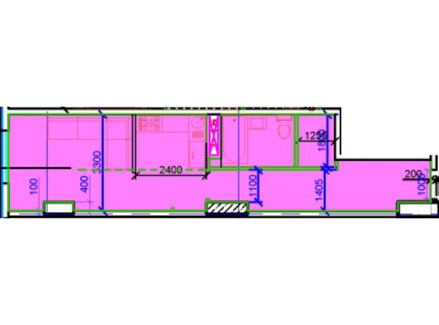 ЖК Central Park: планування 1-кімнатної квартири 38.39 м²