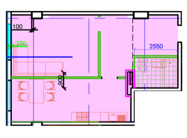 ЖК Central Park: планування 1-кімнатної квартири 54.66 м²