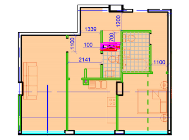 ЖК Central Park: планировка 2-комнатной квартиры 68.19 м²