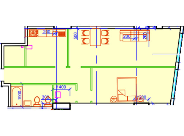 ЖК Central Park: планування 2-кімнатної квартири 82.27 м²