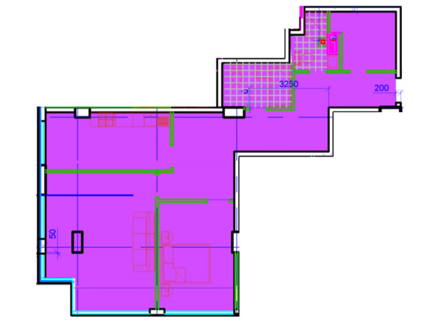 ЖК Central Park: планировка 2-комнатной квартиры 88.25 м²