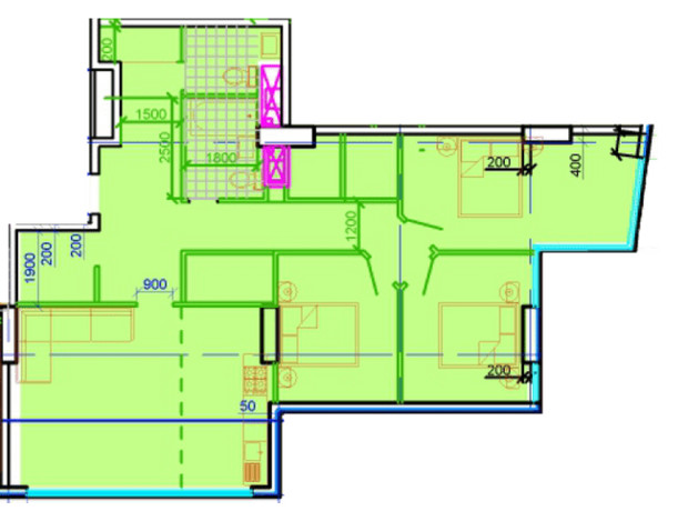 ЖК Central Park: планування 3-кімнатної квартири 104.29 м²