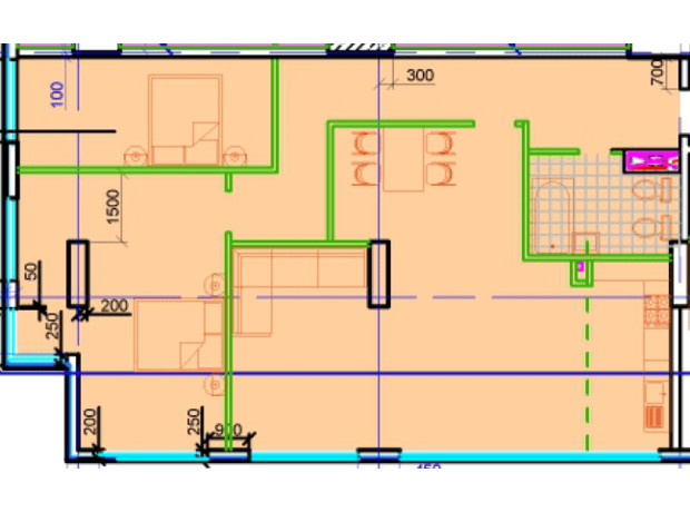 ЖК Central Park: планировка 3-комнатной квартиры 111.55 м²