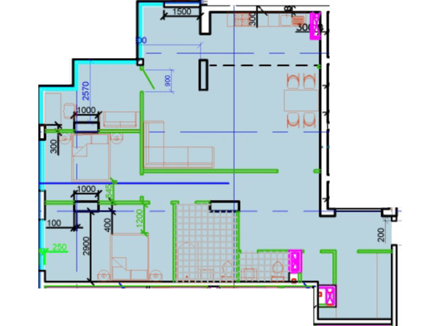 ЖК Central Park: планування 3-кімнатної квартири 121.89 м²