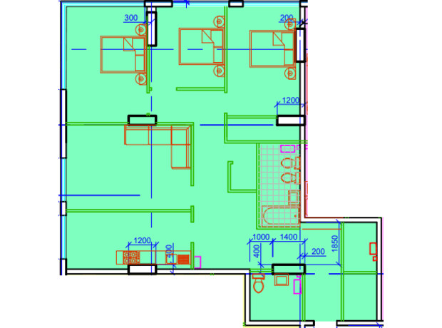 ЖК Central Park: планування 4-кімнатної квартири 134.99 м²