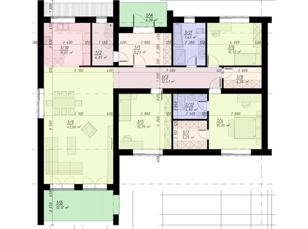 КГ Skandinavsky: планировка 3-комнатной квартиры 152 м²