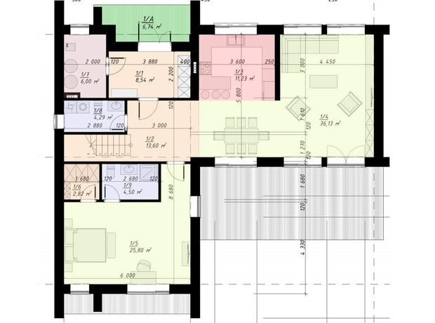 КГ Skandinavsky: планировка 3-комнатной квартиры 180 м²