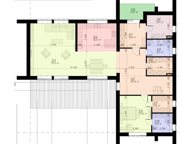 КМ Skandinavsky: планування 3-кімнатної квартири 240 м²