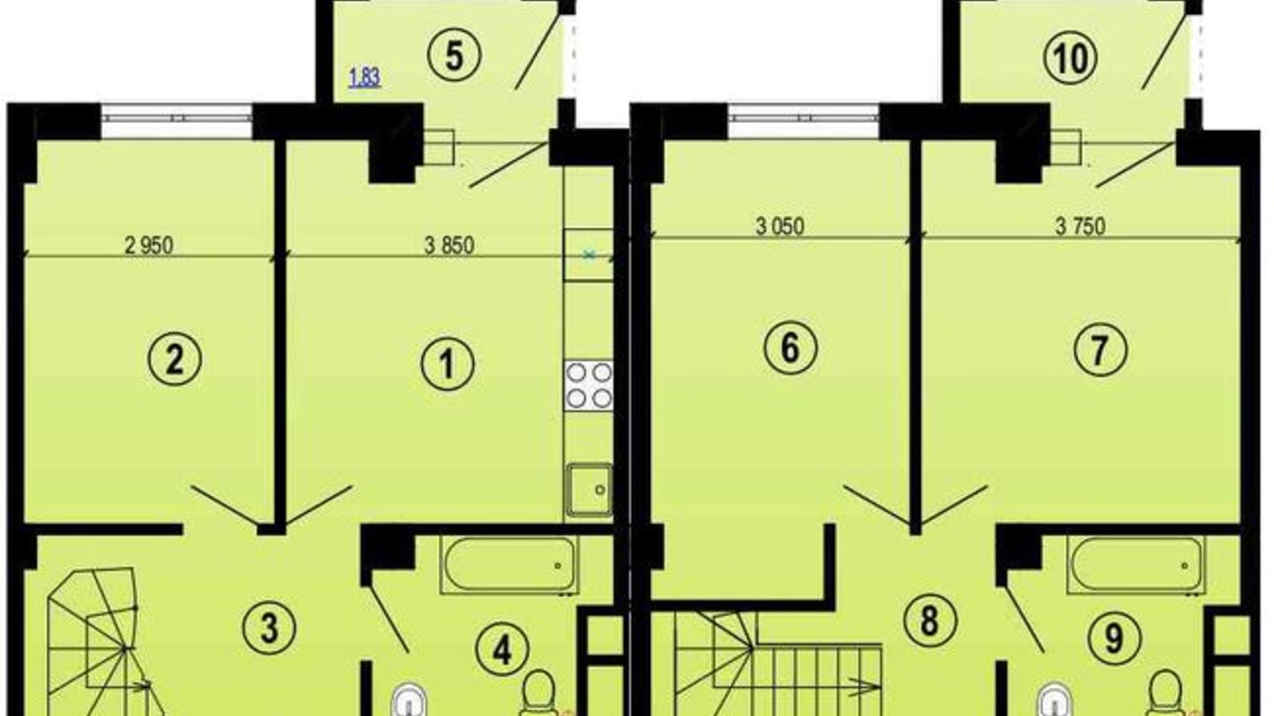 Планировка 3-комнатной квартиры в ЖК Меридиан 85.16 м², фото 326238