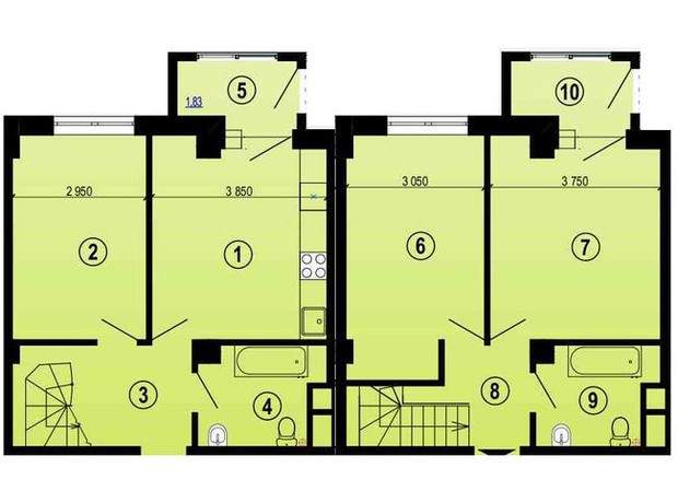 ЖК Меридиан: планировка 3-комнатной квартиры 85.16 м²