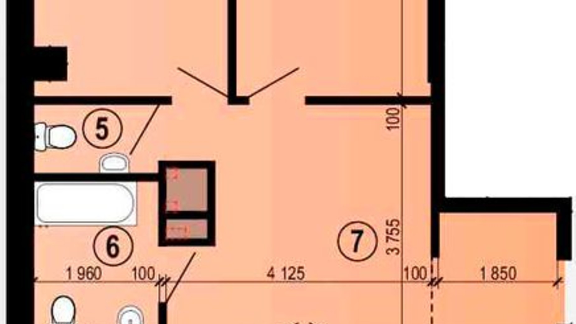 Планування 3-кімнатної квартири в ЖК Меридиан 88.91 м², фото 326240