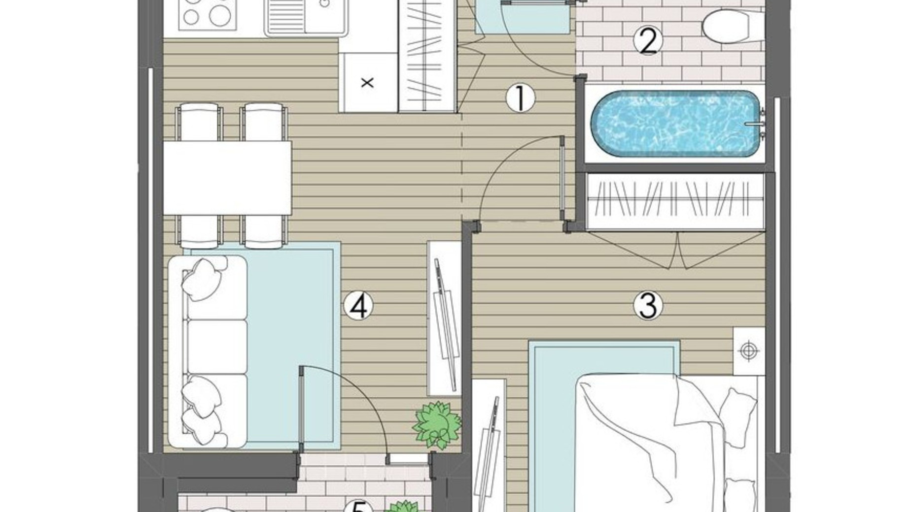 Планировка 1-комнатной квартиры в ЖК Maverick Residental Complex 37.13 м², фото 326244