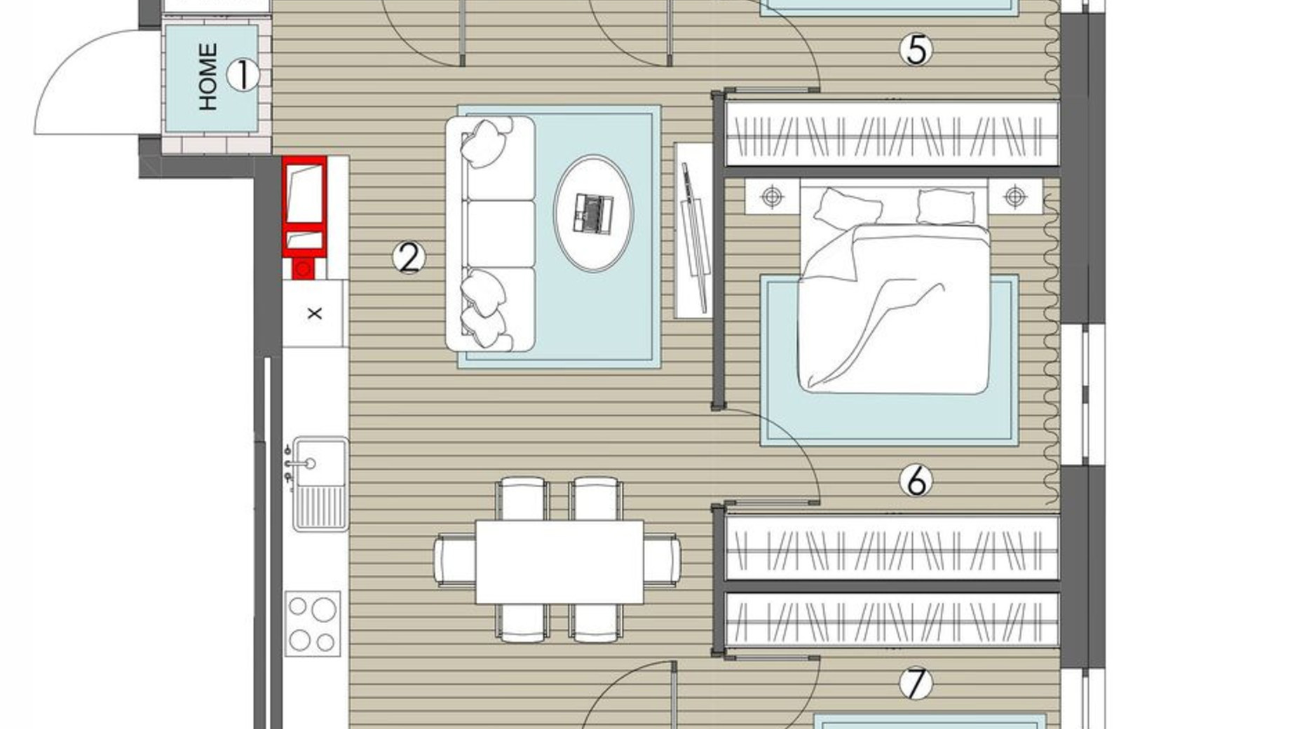 Планування 3-кімнатної квартири в ЖК Maverick Residental Complex 70.5 м², фото 326245