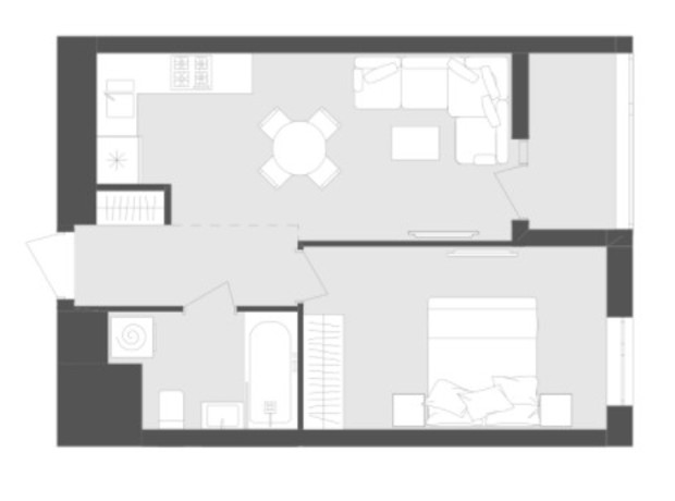 ЖК Avalon Zelena Street: планування 1-кімнатної квартири 39.32 м²