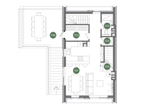 КГ QP: планировка 3-комнатной квартиры 151 м²