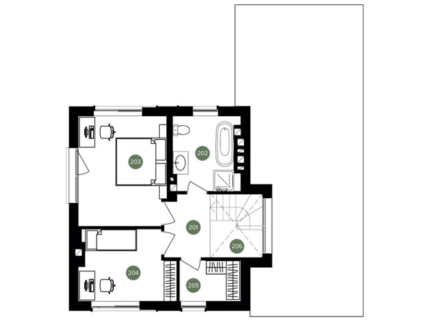 КГ QP: планировка 2-комнатной квартиры 83.84 м²
