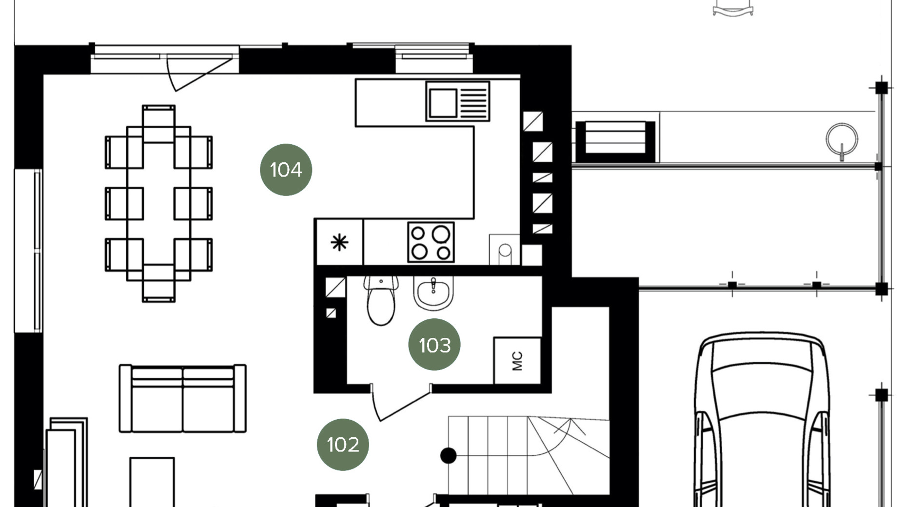 Планування котеджу в КМ QP 83.84 м², фото 326498