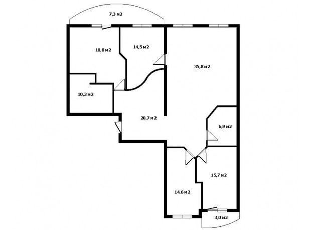 ЖК Сакура: планировка 4-комнатной квартиры 148.5 м²