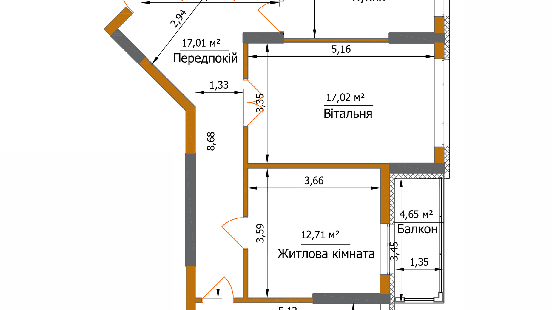 Планування 3-кімнатної квартири в ЖК Eco Dream 85.19 м², фото 327141