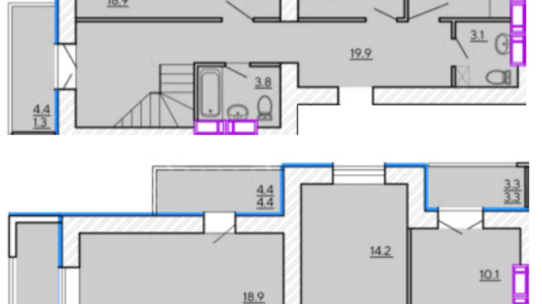 Планировка много­уровневой квартиры в ЖК Солнечный квартал 4 159.7 м², фото 327422