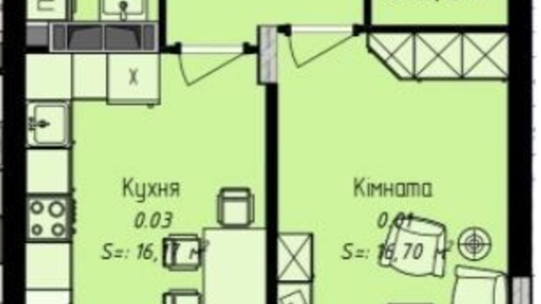 Планировка 1-комнатной квартиры в ЖК Джем Сити 45.65 м², фото 327808