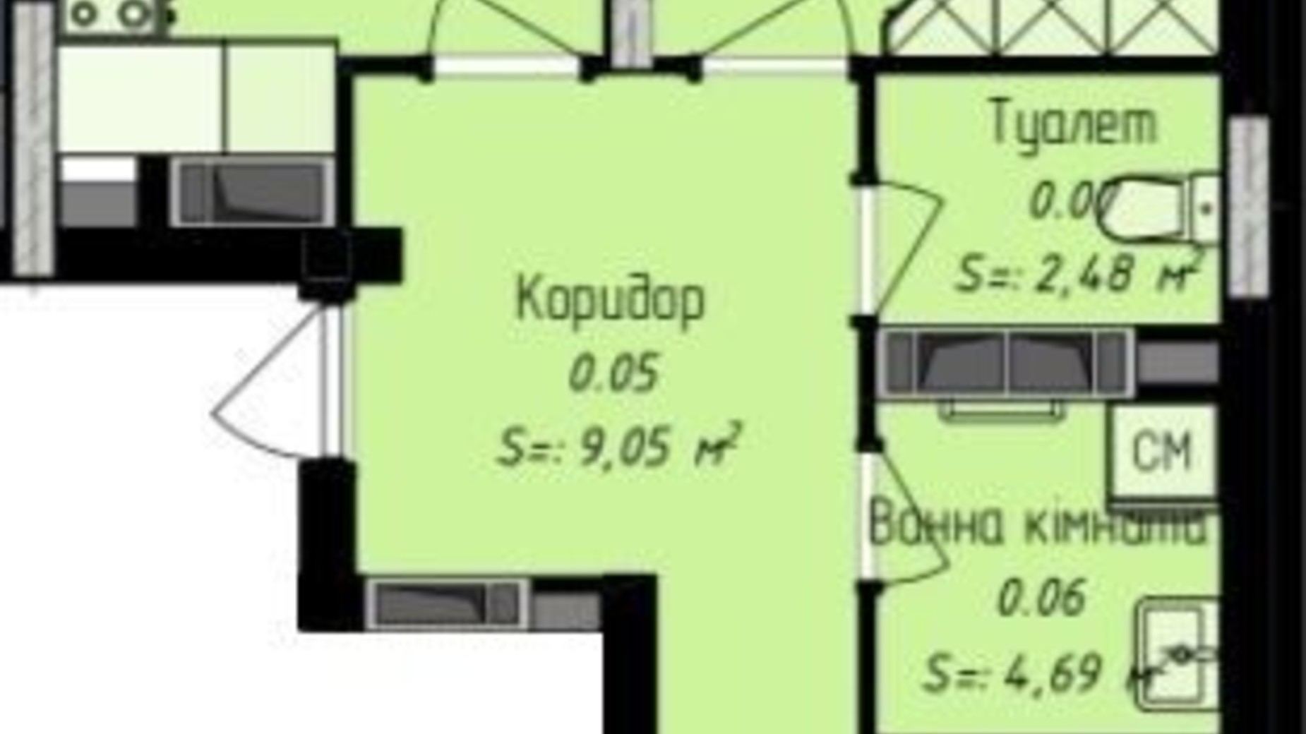 Планировка 2-комнатной квартиры в ЖК Джем Сити 61.99 м², фото 327812