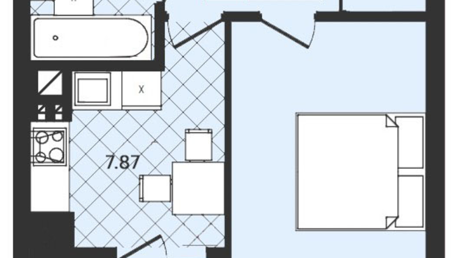 Планування 1-кімнатної квартири в ЖК Ізумрудний 34.36 м², фото 328614