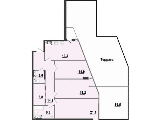 ЖК BonAparte: планировка 3-комнатной квартиры 130.32 м²