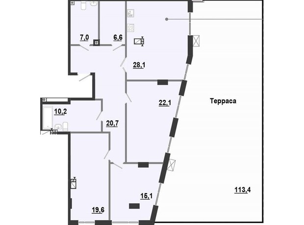 ЖК BonAparte: планировка 3-комнатной квартиры 163.44 м²