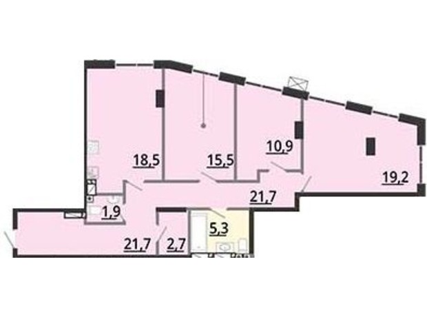 ЖК BonAparte: планировка 3-комнатной квартиры 95.8 м²