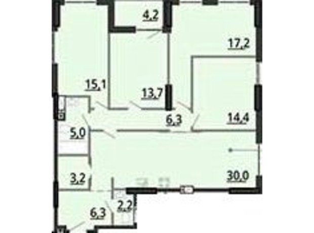 ЖК BonAparte: планировка 4-комнатной квартиры 115.41 м²