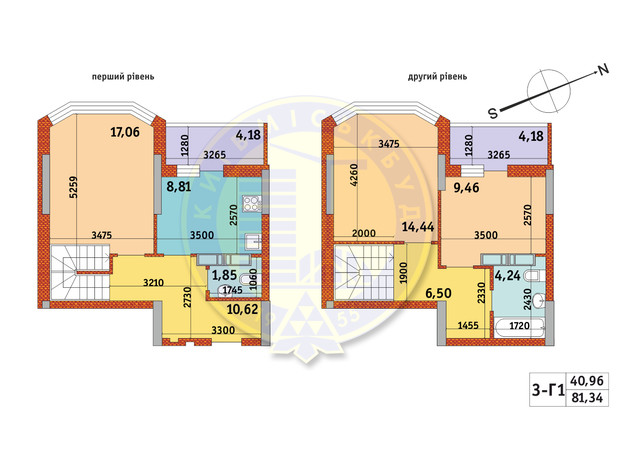 ЖК Обериг-2: планировка 3-комнатной квартиры 81.34 м²