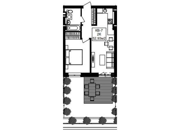 ЖК Янтарний: планування 2-кімнатної квартири 52.93 м²