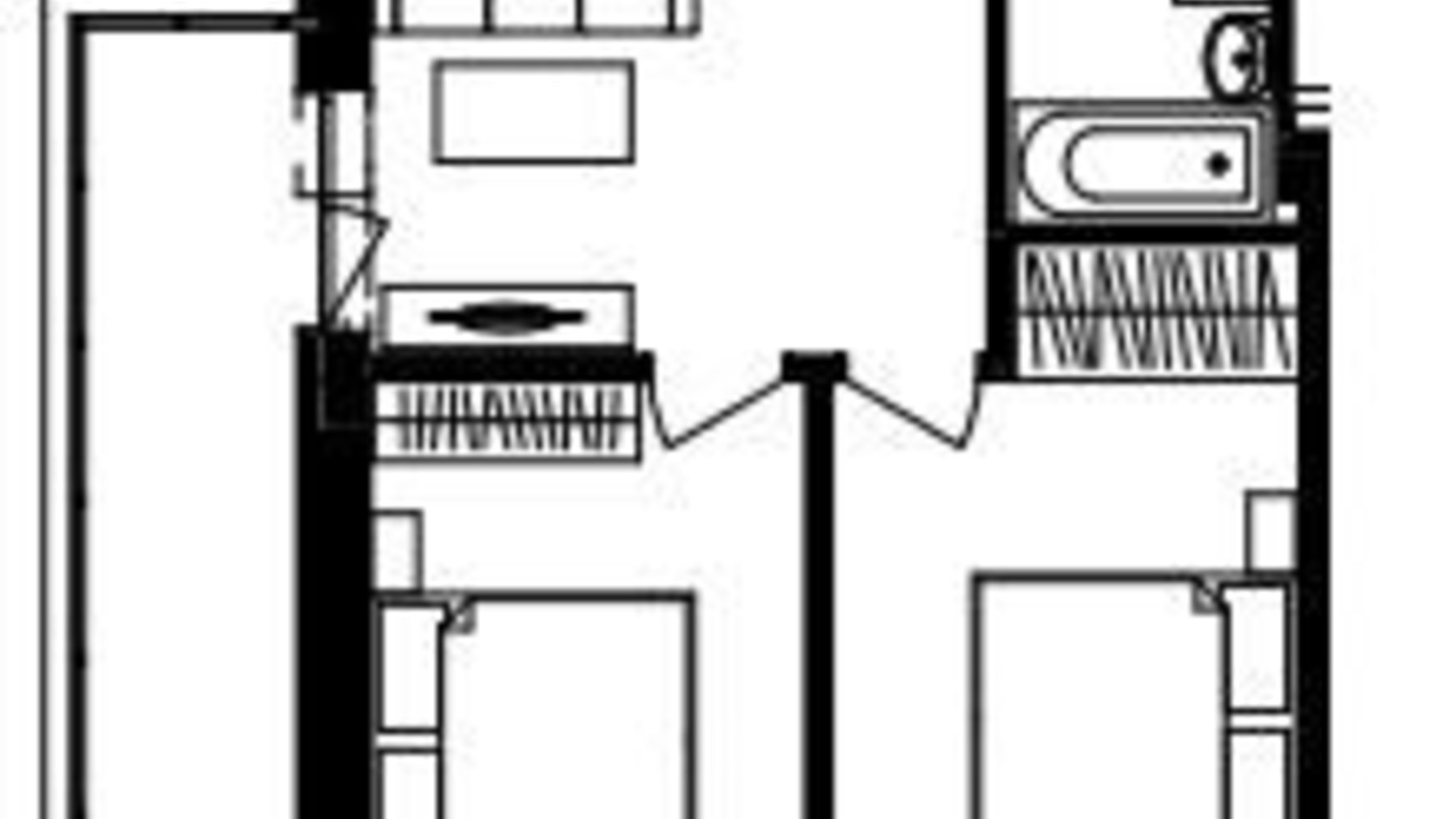 Планування 3-кімнатної квартири в ЖК Янтарний 58.16 м², фото 329483