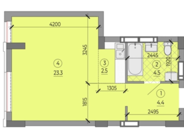 ЖК ART HOUSE: планировка 1-комнатной квартиры 34.7 м²